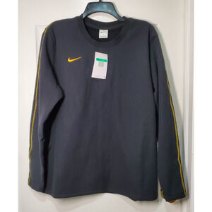 NWT Nike Women’s Pullover Sweatshirt XL Black Yellow Trim Long Sleeve Crew Neck
